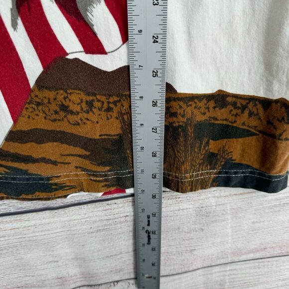 Vintage Royal Air AOP American Flag Bald Eagle Print Polo Shirt Men's L White‎ - Picture 11 of 11